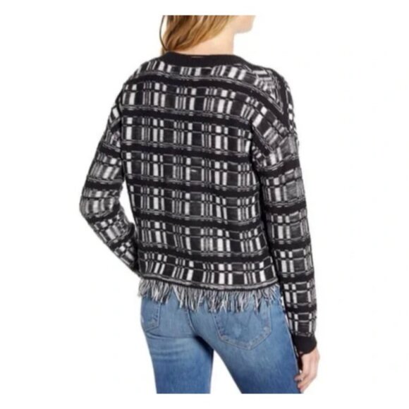 NWT Wildfox Sweater Size M Reece Ritzy Fringe Black White Grunge Gothic - Picture 2 of 12